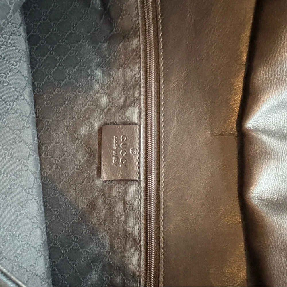 Gucci Navy & Black Canvas & Leather Messenger Tote with Striped 012 - Picture 6 of 9